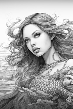 imaginary mermaid and lion