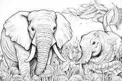elephant and a gorilla playing together