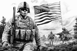 veteran war homecoming us flag suluting