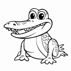 simple and cute alligator drawing outline with bold thin lines