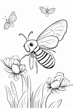 crea una panda jugando con mariposas en una pampa primaveral