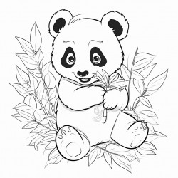 panda eats leaves