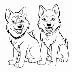 two husky dogs