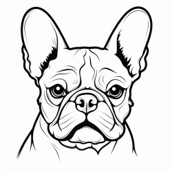 portrait of a french bulldog face with tongue showing black patches on its eyes