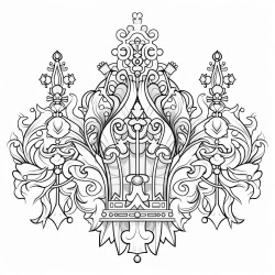 a cross and an ornate crown