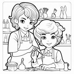 generate black and white coloring book for kids in cartoon style profession hairdresser