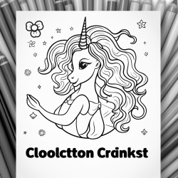20 pages of unicorn and fairies coloring book