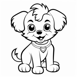 a cut puppy in smiile in bold and clear line