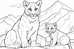 a mountain lion and his baby