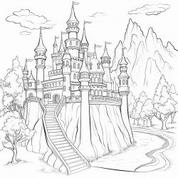 illustrate a fantasy landscape with a majestic castle