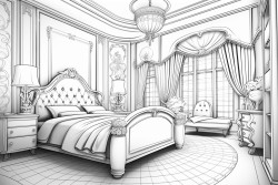 art deco style bedroom interrior