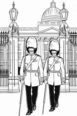 united kingdom kings guards in changing ceremony