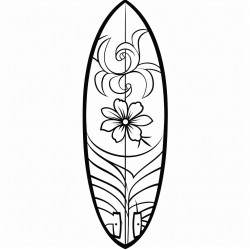 create a coloring page featuring a simple and boldlined image of a surf board with groovy style suitable for coloring