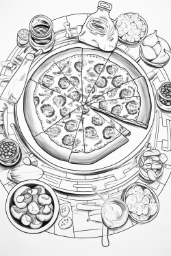 aerial view of the pizza table