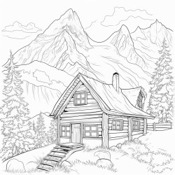 mountain with cabin
