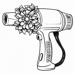 create a detailed single image of a hair dryer for a childrens coloring book