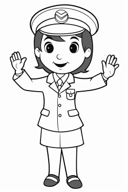 flight attendant in short sleeve shirt waving