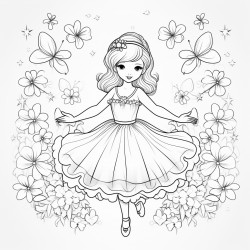 ballerina with a floral backdrop