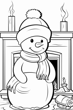 christmas snowman by the fireplace