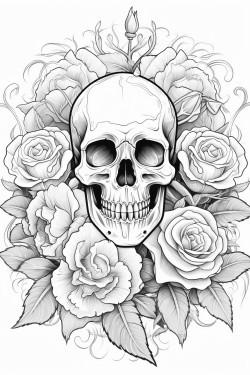 skull with roses