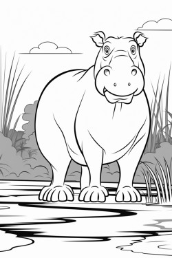 hippo standing in a river