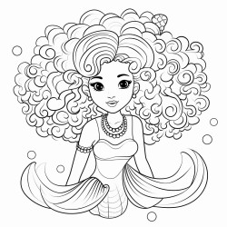 beautiful mermaid black with afro coloring page