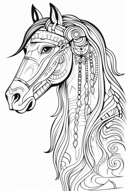 horse in hawaii next to totem poles