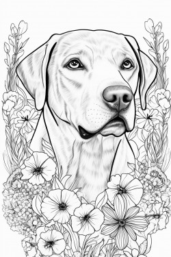 labrador retriever surrounded by flowers mandala