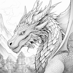 large winged dragon that is intricately detailed coloring page