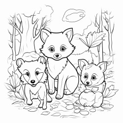 autum wood land animals