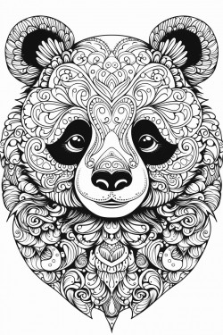 intricate panda face portrait