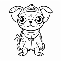 a dog dressed like a frog