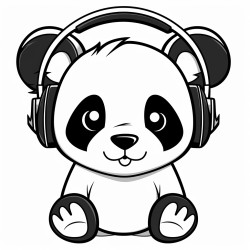 panda wearing big headphones
