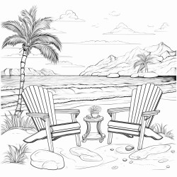 two chair infront of beach with palm trees