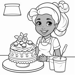 black girl cake decorator with pastries
