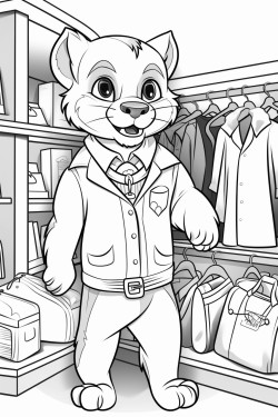 animal cougar shopping at clothing store