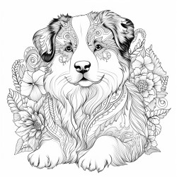 un chien berger australien comme le vrai mais sans couleurs