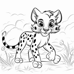 cute cheeta in the savanna dessert chasing butterflys