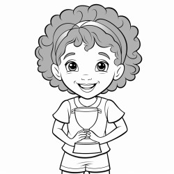 african american cute girl winning a trophy smiling at her audience