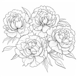 peony flowers coloring page  no color no shading thick lines