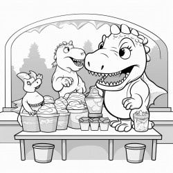 dinosaurs in an ice cream shop