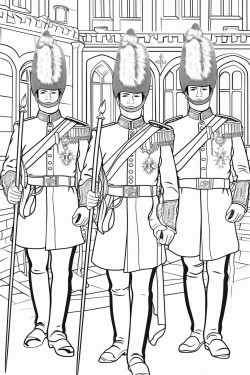 united kingdom kings guards in changing ceremony