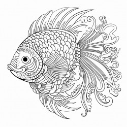 mandala fish thick black outline