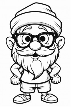 a cute dwarf grandpa wears glasses
