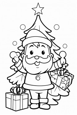 christmas tree with santa and gifts