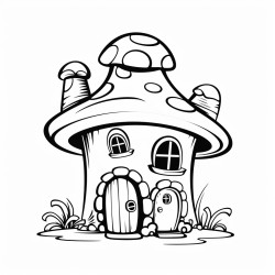 small cute cartoon whimsical house shaped like a mushroom