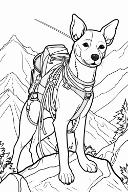 rat terrier mountain climbing in full gear