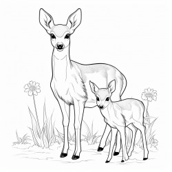 baby deer with its mother