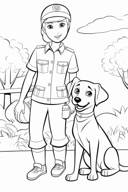 a female animal control officer with a labrador retriever that has big font animal control officer