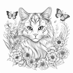 detailed cat with butterfly